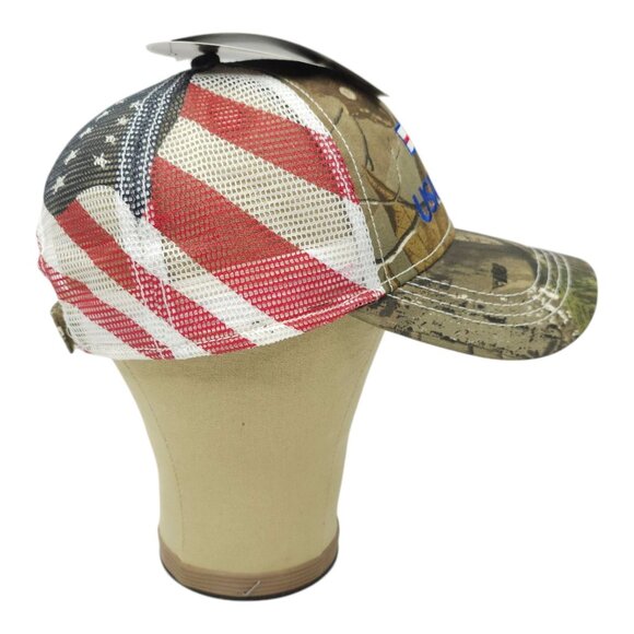 USA Truck Realtree AP Camo Flag Mesh Strapback Cap Trucker Baseball Hat America - Picture 11 of 13